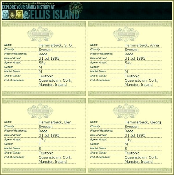 Ellis Island Document